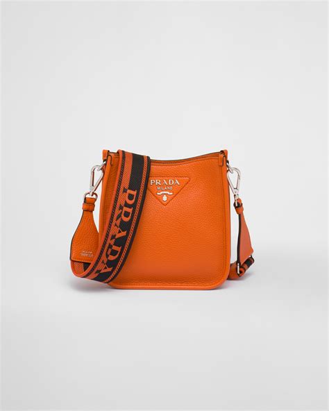 Papaya Leather Mini Shoulder Bag .